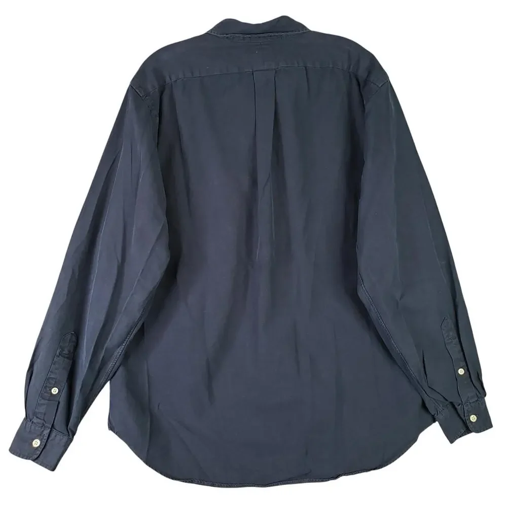 Polo Ralph Lauren Oxford Shirt Mens Size Large Button Down Blue Cotton Silk LS